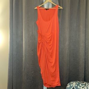 Coral Side-Gathered Skirt Dress; Size: 14